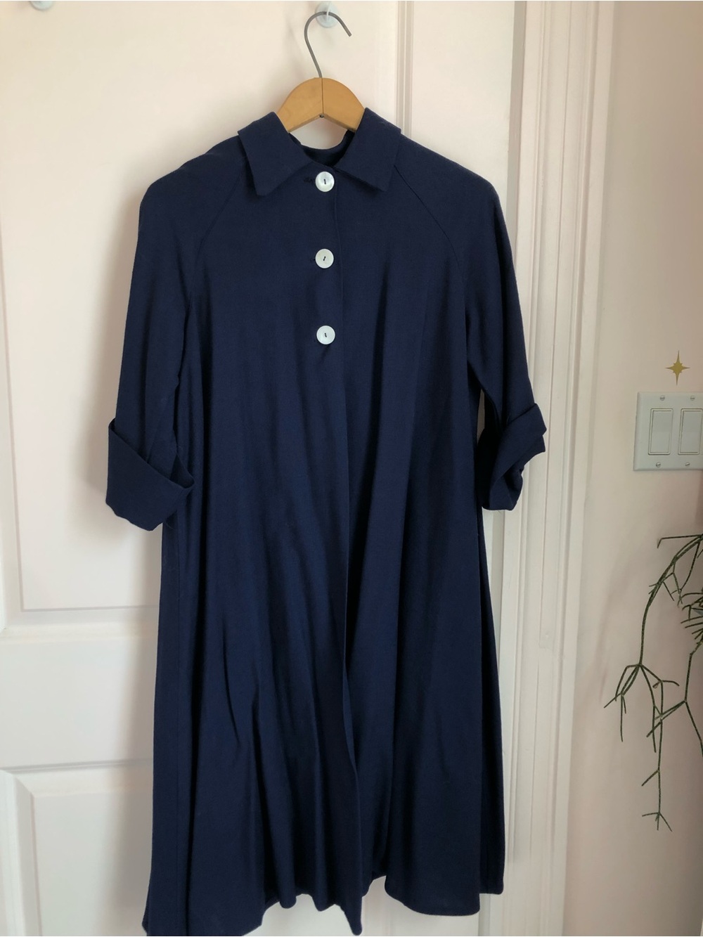 Navy Blue Swing Dress Coat 1950s